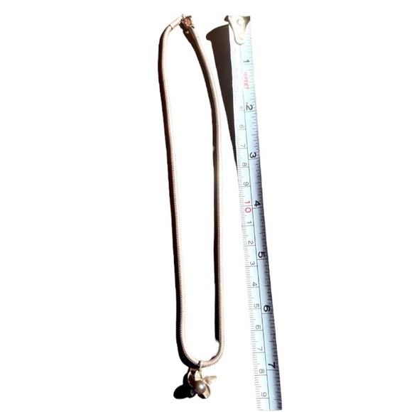 Tahitian Black Pearl and 925  Plumeria Pendant on a .925 Snake chain - Picture 7 of 10